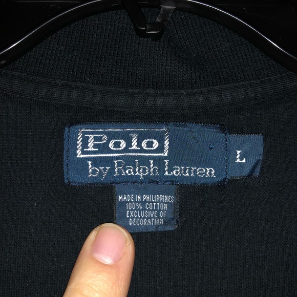 Polo by Ralph Lauren- Mens 1/4 Zip Pullover Sweater, Black w/Red Logo - Picture 3 of 4